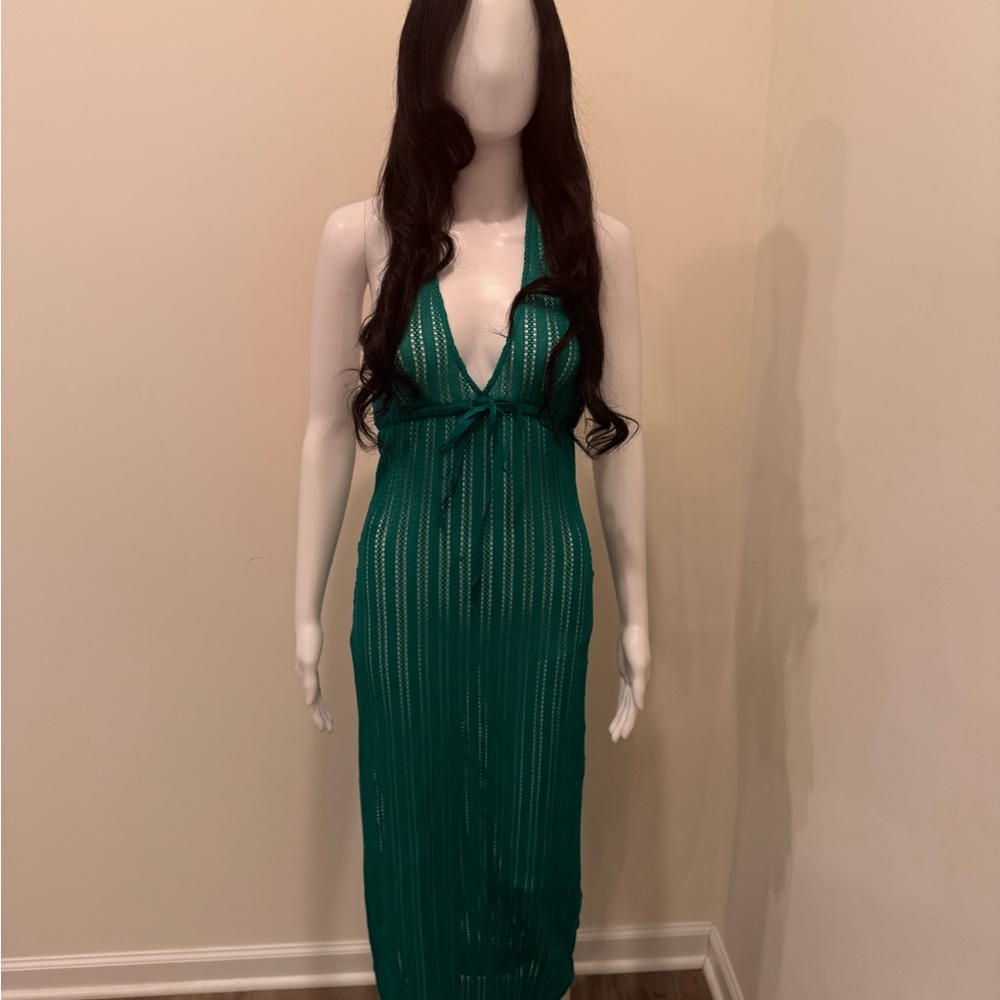 Lovers + Friends Teal Backless Knit Dress